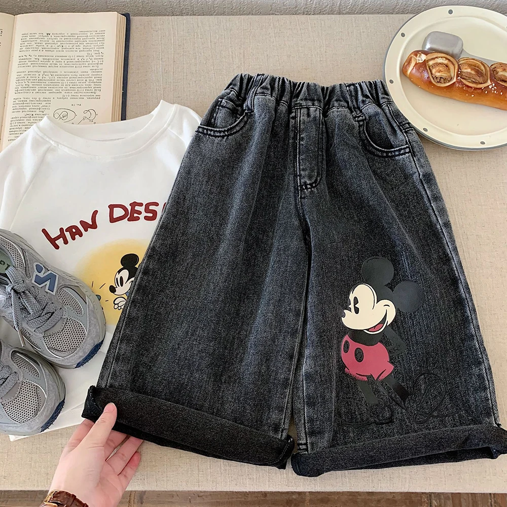 Mickey Mouse Cartoon Print Black Jeans Children's Korean Style Elastic Waist Casual Wide-leg Pants Boys/Girls Fashion Trousers
Mickey Mouse Cartoon Print Black Jeans Children's Korean Style Elastic Waist Casual Wide-leg Pants Boys/Girls Fashion Trousers