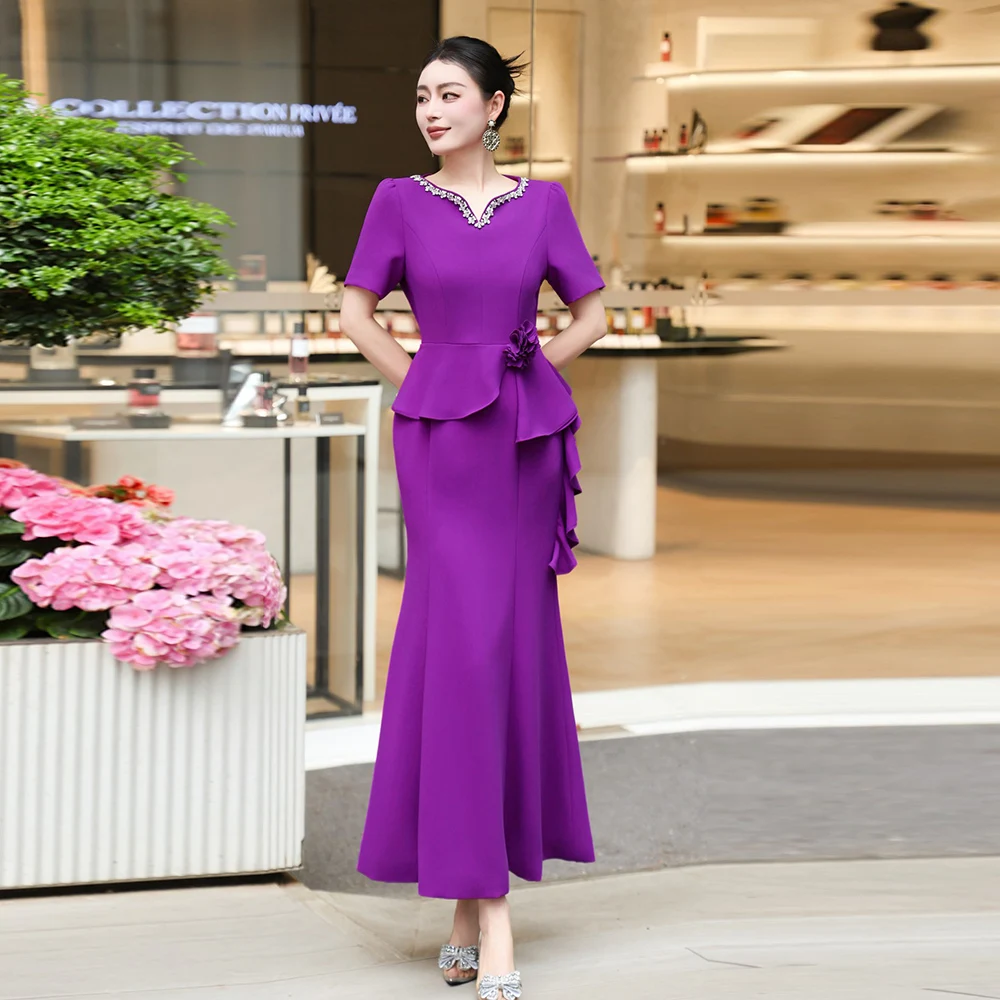ZJYT Summer Elegant Luxury Purple Formal Evening Party Dresses for Women 2026 Short Sleeved Ruffles Diamonds Long Dress Ladies
ZJYT Summer Elegant Luxury Purple Formal Evening Party Dresses for Women 2026 Short Sleeved Ruffles Diamonds Long Dress Ladies