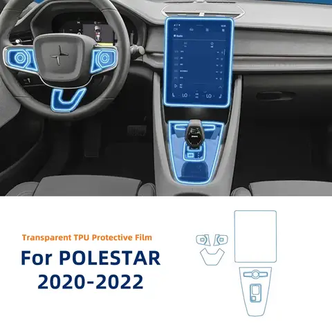 Dla Polestar 2 2021-2023 wnętrze samochodu konsola środkowa multimedialna deska rozdzielcza nawigacja TPU odporna na zarysowania folia zabezpieczająca akcesoria