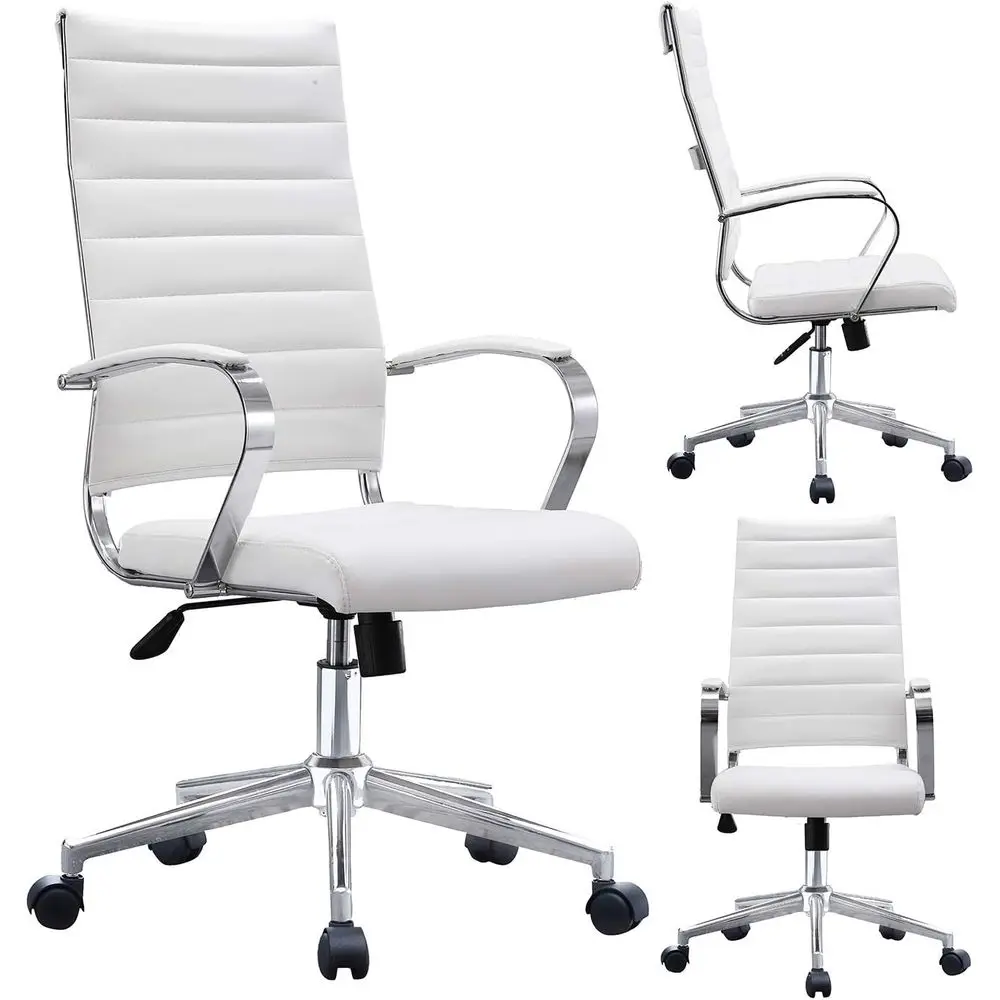 High Back Ribbed PU Leather Swivel Chair with Adjustable Height and Back Swivel Wheels for Office Conference Room Desk
High Back Ribbed PU Leather Swivel Chair with Adjustable Height and Back Swivel Wheels for Office Conference Room Desk