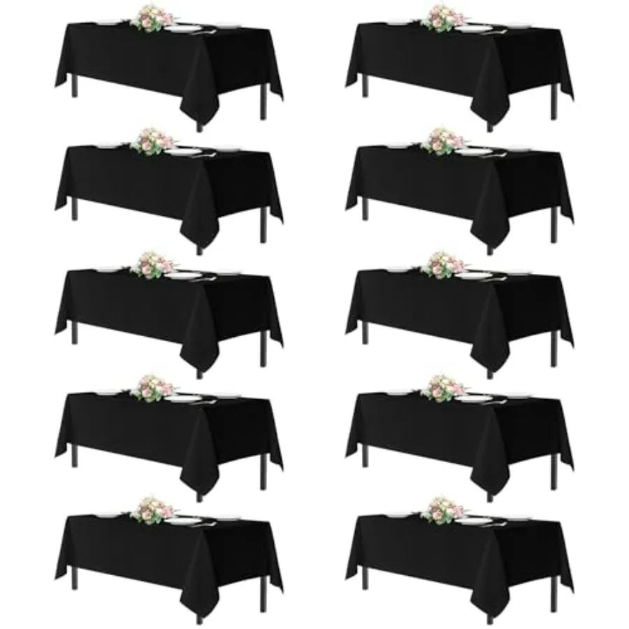 Black Tablecloths for 6 Foot Rectangle Tables, 10 Pack - Washable Polyester Fabric Rectangular Table Cloth, Reusable Table Covers for Wedding Party, Birthday, Banquet Reception, 54x108 Inch
Black Tablecloths for 6 Foot Rectangle Tables, 10 Pack - Washable Polyester Fabric Rectangular Table Cloth, Reusable Table Covers for Wedding Party, Birthday, Banquet Reception, 54x108 Inch