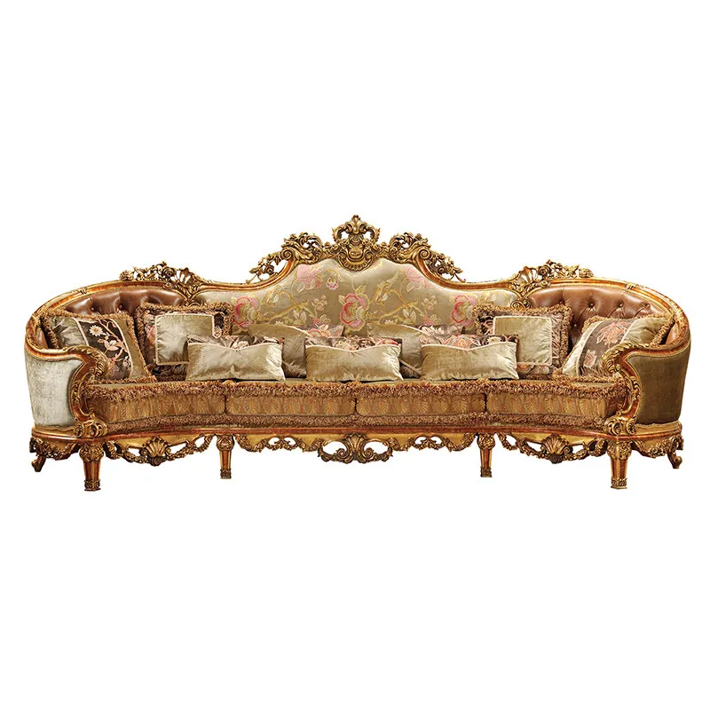 European classical solid wood carving flower Rococo court style villa special curved sofa combination
European classical solid wood carving flower Rococo court style villa special curved sofa combination