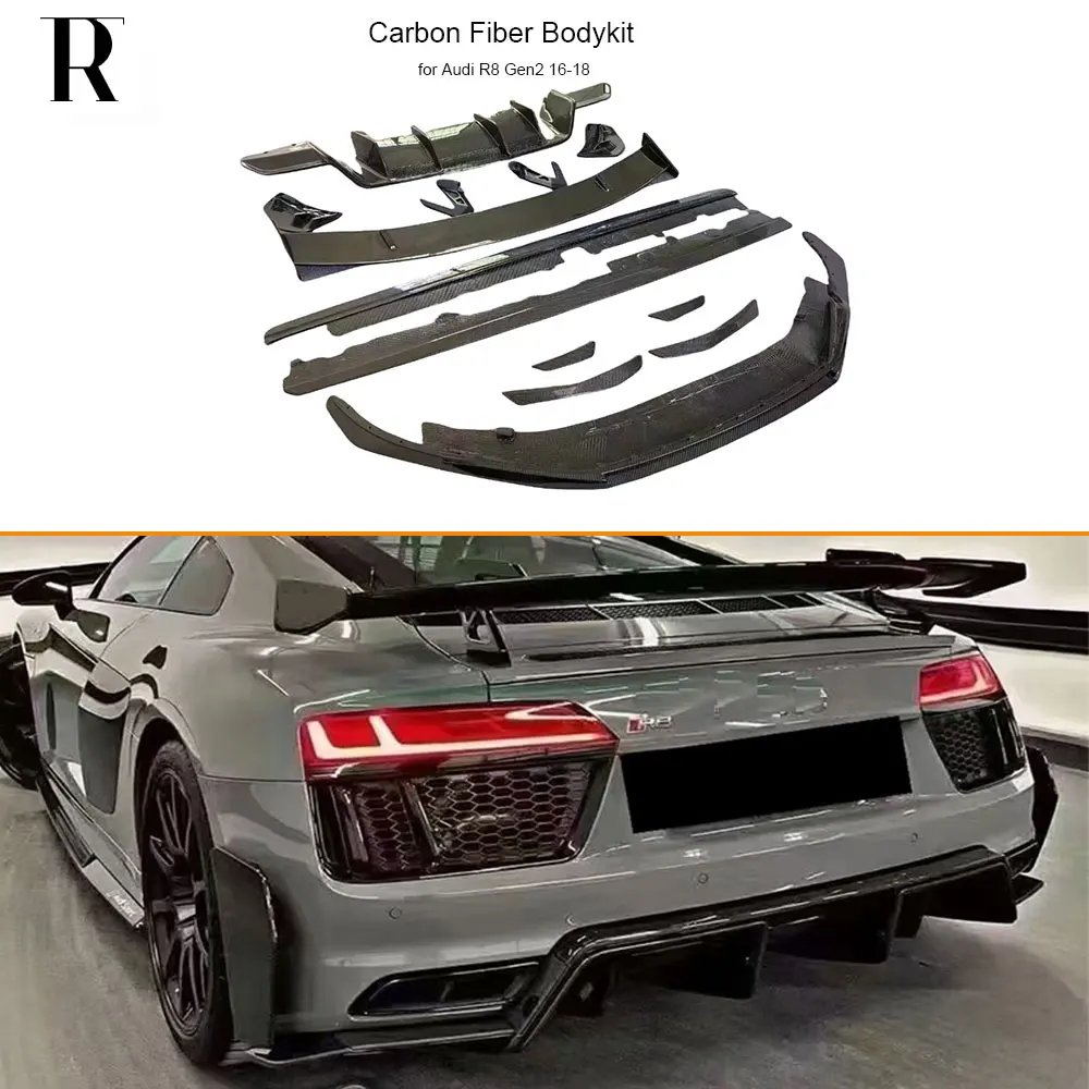 Real Carbon Fiber Bodykit Front Bumper Lip Splitter Rear Diffuser Wing Spoiler Side Extension Skirt for Audi R8 16-18
Real Carbon Fiber Bodykit Front Bumper Lip Splitter Rear Diffuser Wing Spoiler Side Extension Skirt for Audi R8 16-18