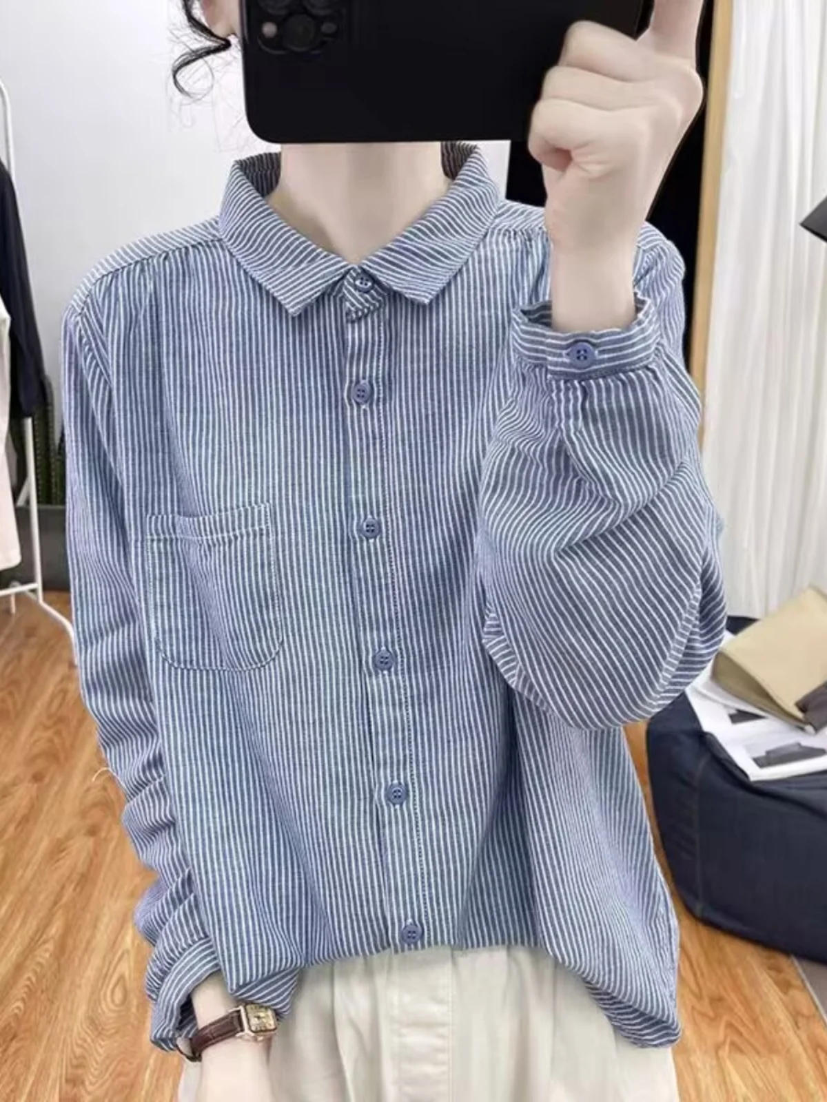 Свободный крой из чистого хлопка в полоску, длинный свеч irt, винтажный художественный простой дизайн, повседневная одежда на пуговицах для женщин
Свободный крой из чистого хлопка в полоску, длинный свеч irt, винтажный художественный простой дизайн, повседневная одежда на пуговицах для женщин