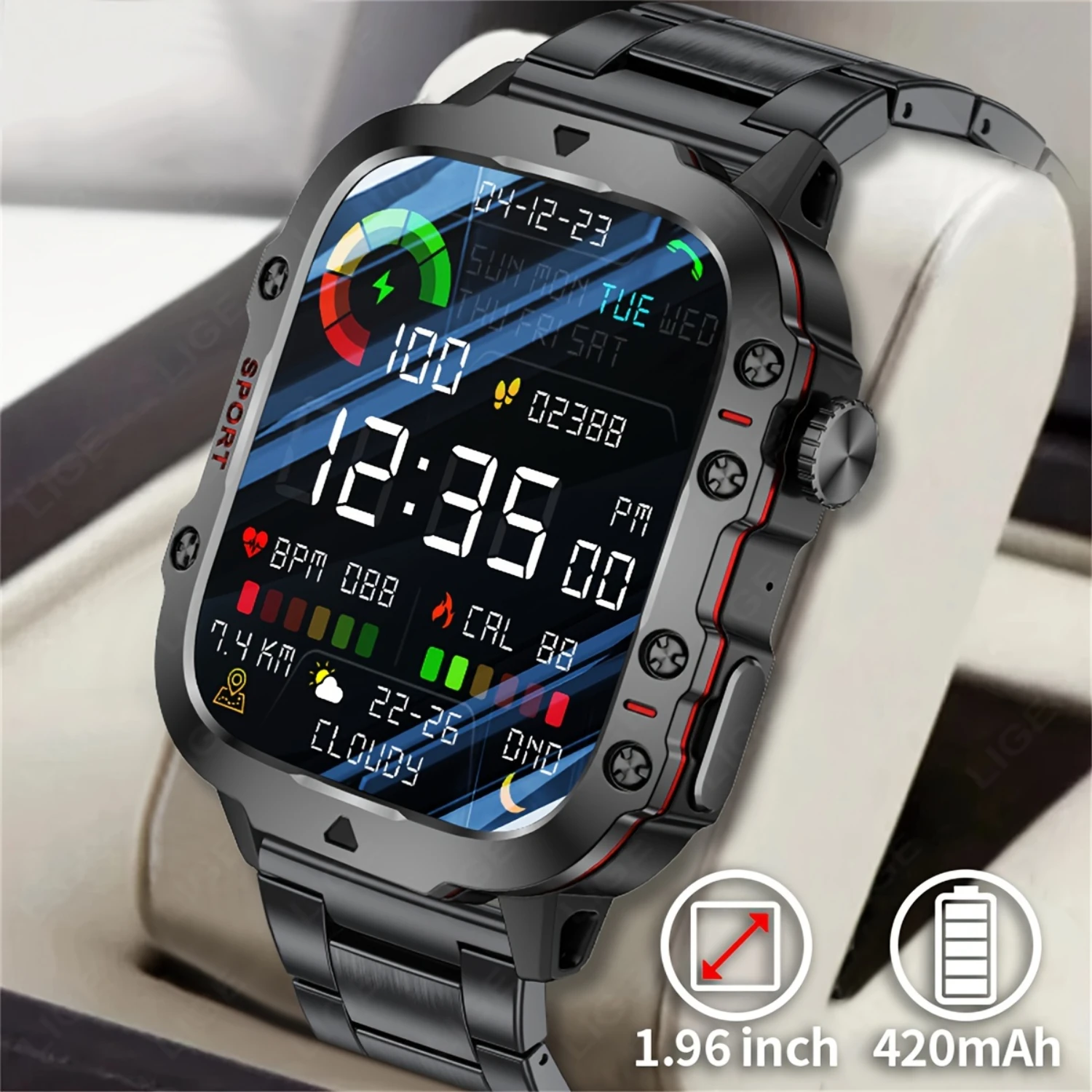 Smart Watch Sports Watches 4.98 cm Large Screen 420 MAh Large Battery Super Long Battery Life Wireless Calls Voice Assistant 100
Smart Watch Sports Watches 4.98 cm Large Screen 420 MAh Large Battery Super Long Battery Life Wireless Calls Voice Assistant 100
