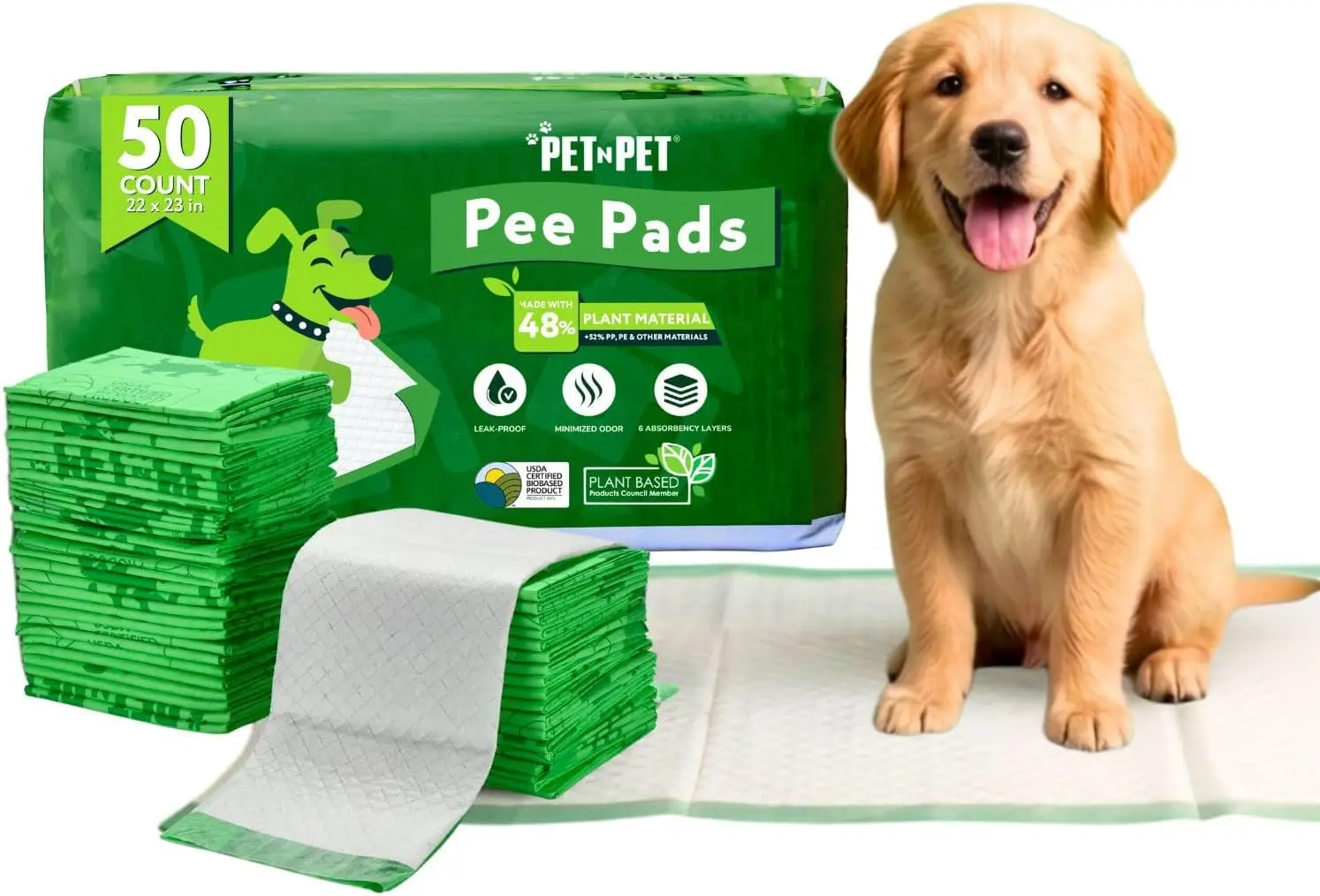50 Count Plant Based Dog Pee Pads High Absorbency Leak Proof Puppy Training Unscented
50 Count Plant Based Dog Pee Pads High Absorbency Leak Proof Puppy Training Unscented