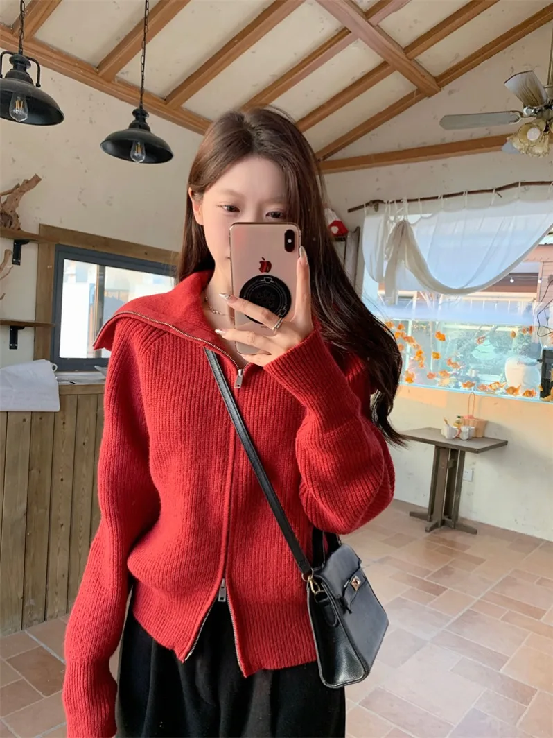 Ladies Thiened Knitted Sweater Coat Large Collar Spring New Year Red Loose Versatile Open Cardigan Top Commute Sle Pure C...
Ladies Thiened Knitted Sweater Coat Large Collar Spring New Year Red Loose Versatile Open Cardigan Top Commute Sle Pure C...
