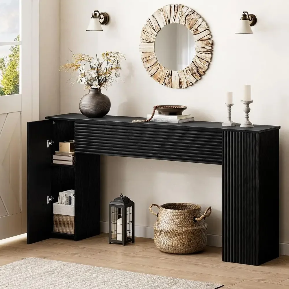 61'' luted Long ole Table, Wooden Recular Soa Table Behind The Couch, Narrow Entryway Table with 2 Hidden Storage Cabior Entranc
61'' luted Long ole Table, Wooden Recular Soa Table Behind The Couch, Narrow Entryway Table with 2 Hidden Storage Cabior Entranc