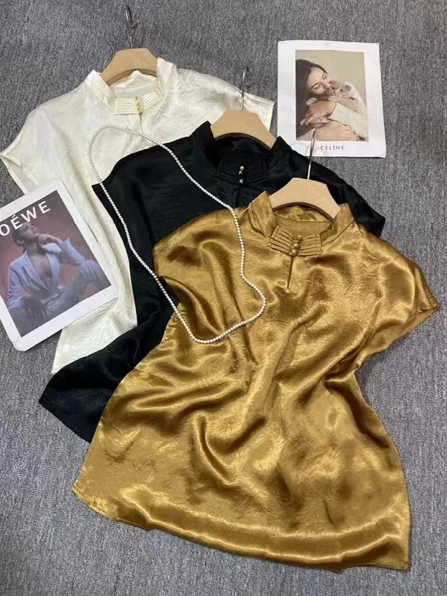 Ele китайский Sle ацетатный атласный женский летний высокий воротник с пуговицами и прямым вырезом, винтажный для поездок на работу
Ele китайский Sle ацетатный атласный женский летний высокий воротник с пуговицами и прямым вырезом, винтажный для поездок на работу