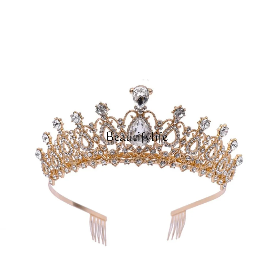 Bridal Crown Headband Wedding Dress Hair Accessories Alloy Gold Inlaid Rhinestone Headband
Bridal Crown Headband Wedding Dress Hair Accessories Alloy Gold Inlaid Rhinestone Headband