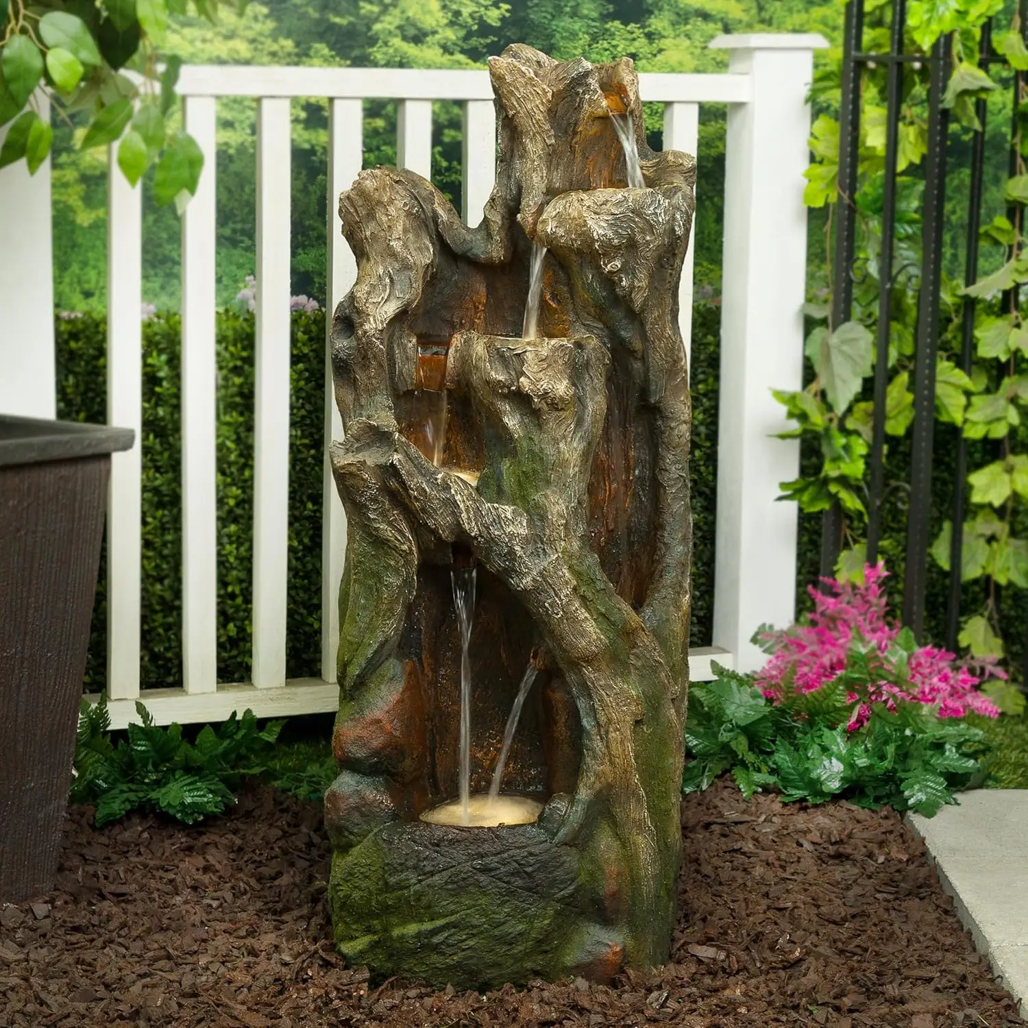 WIN1606 Outdoor Tree Trunk Water Fountain with LED Lights, Cascading Garden Fountain, Outdoor Floor Water Feature 40”, Gray
WIN1606 Outdoor Tree Trunk Water Fountain with LED Lights, Cascading Garden Fountain, Outdoor Floor Water Feature 40”, Gray