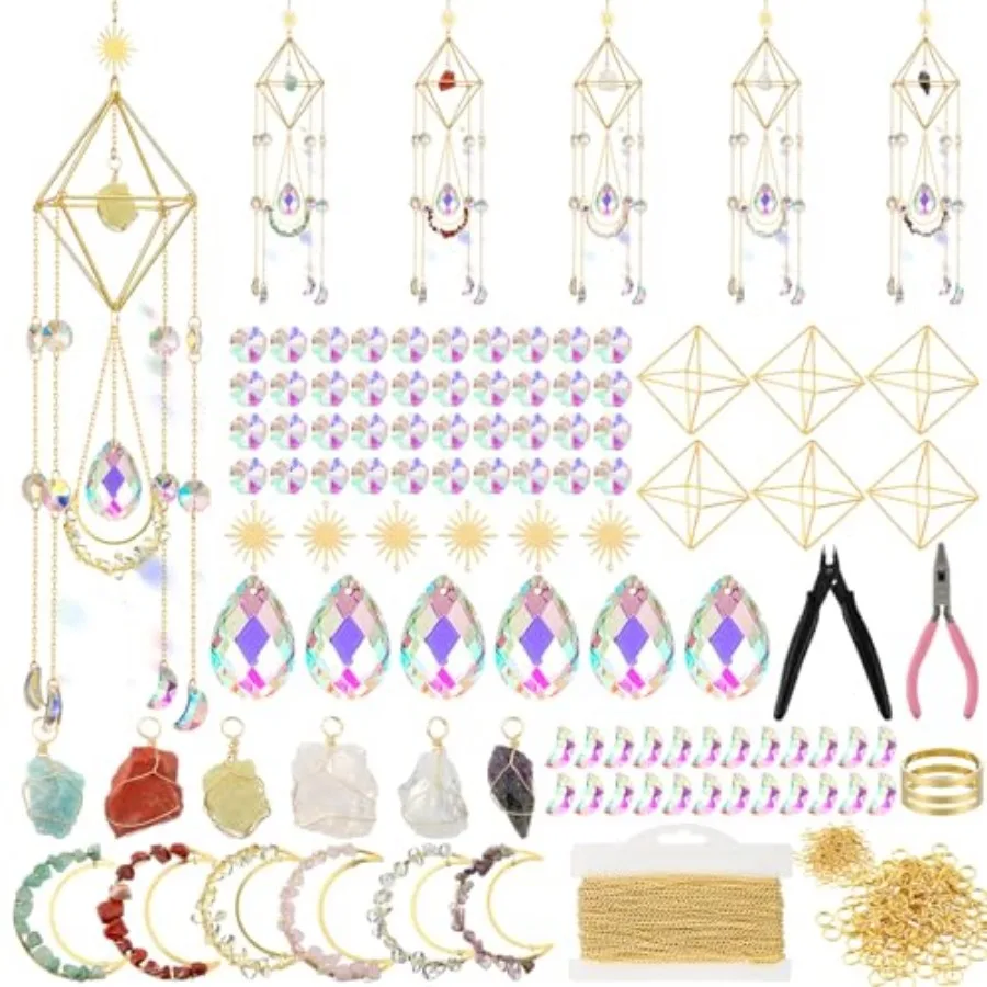 6 Set 508 Pcs DIY Crystal Suncatcher Making Kits Craft with Rainbow Pendants Chains Gemstone Sun Catcher Hanging Colorful Cryst
6 Set 508 Pcs DIY Crystal Suncatcher Making Kits Craft with Rainbow Pendants Chains Gemstone Sun Catcher Hanging Colorful Cryst
