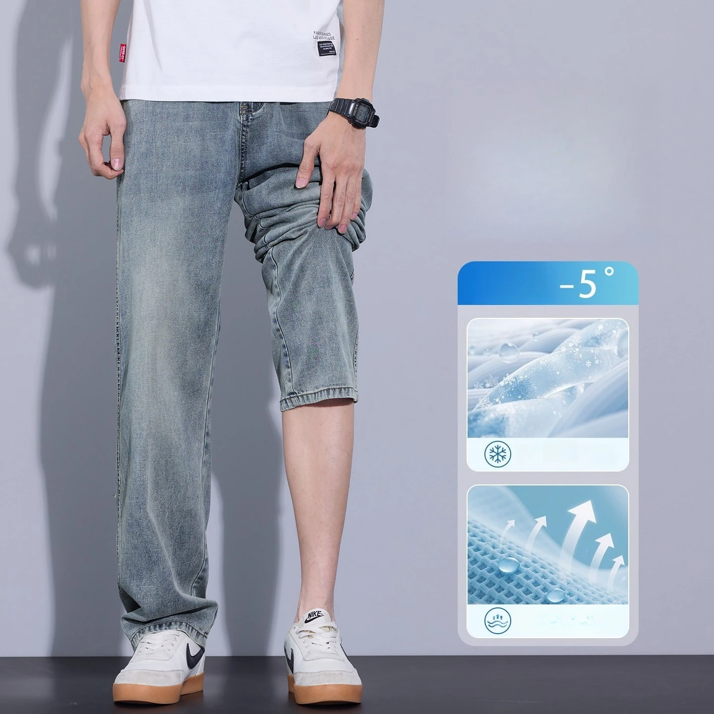 Summer Ultra-thin Men's Jeans Lyocell Soft Breathable Loose Straight Y2k Street Casual Jeans Business Casual Ice Silk Trousers
Summer Ultra-thin Men's Jeans Lyocell Soft Breathable Loose Straight Y2k Street Casual Jeans Business Casual Ice Silk Trousers