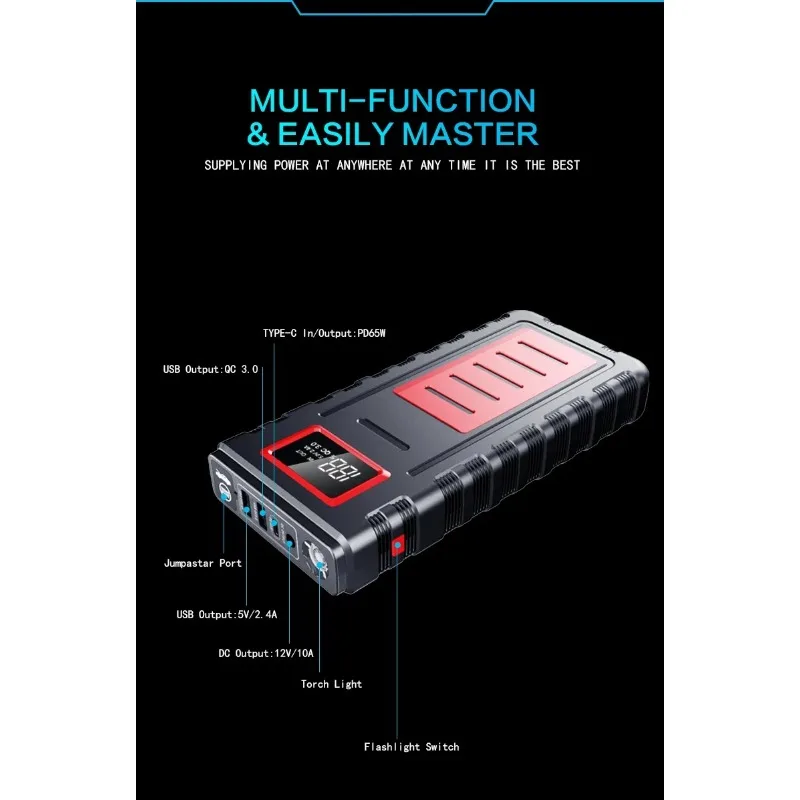 20000A/30000A 12V Portable Car Jump Starter – Emergency Battery Booster & Multi-Use Power Bank
20000A/30000A 12V Portable Car Jump Starter – Emergency Battery Booster & Multi-Use Power Bank