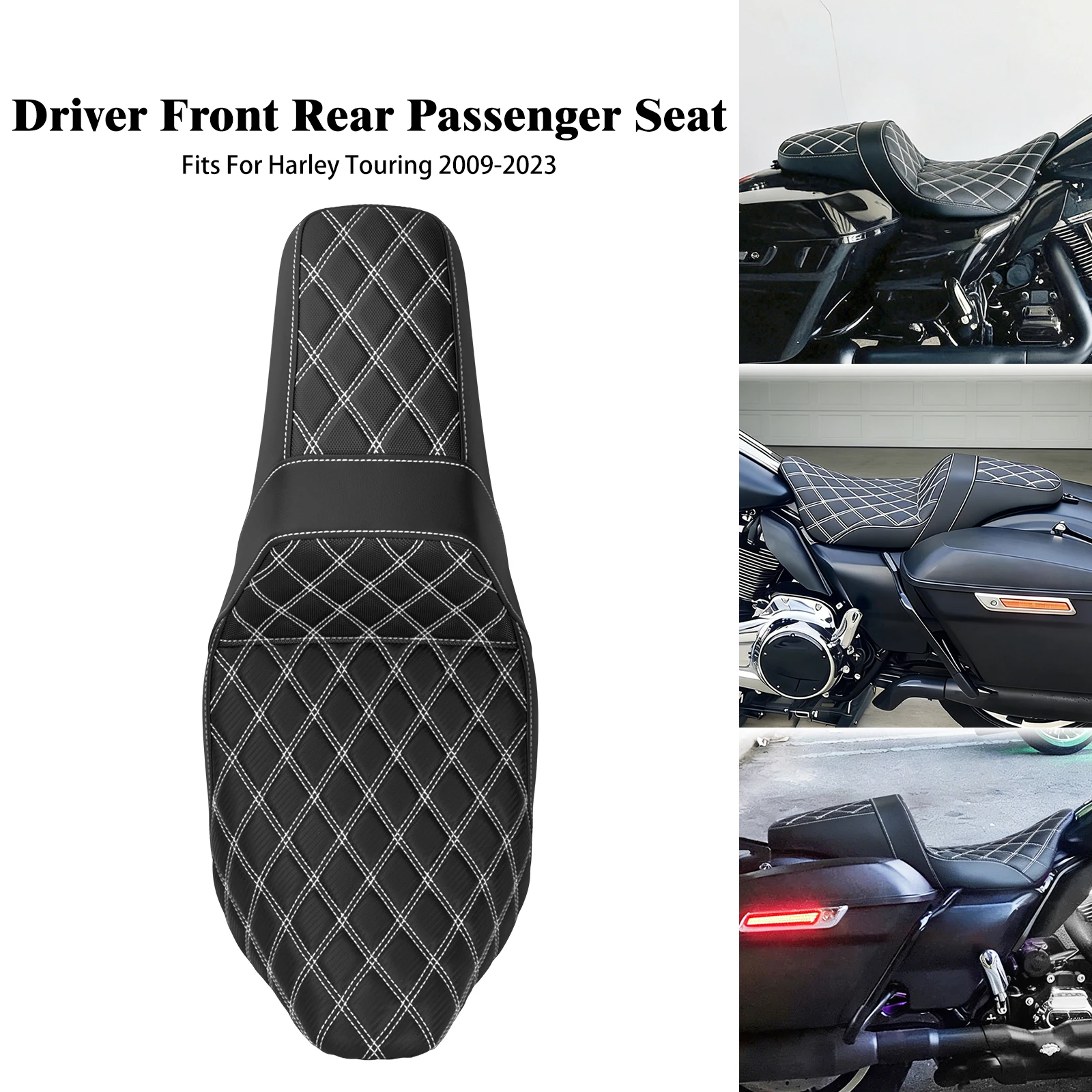 Motorcycle Driver Passenger Seat Two Up Seat White For Harley Touring Ultra Limited Road King Road Electra Street Glide 2009-23
Motorcycle Driver Passenger Seat Two Up Seat White For Harley Touring Ultra Limited Road King Road Electra Street Glide 2009-23
