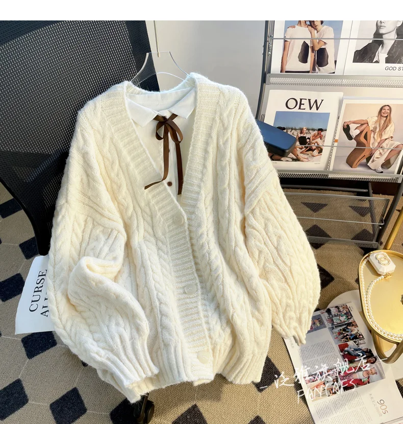 2026 мягкий восковой свитер с жареным тестом, пальто, женский осенне-зимний кардиган, утепленный топ, новые свободные вязаные джемперы для ленивых
2026 мягкий восковой свитер с жареным тестом, пальто, женский осенне-зимний кардиган, утепленный топ, новые свободные вязаные джемперы для ленивых
