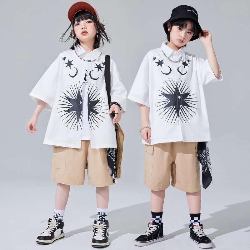 Children's street dance costume Boys Hip hop summer shirt girls Jazz dance blast Street dance costume
Children's street dance costume Boys Hip hop summer shirt girls Jazz dance blast Street dance costume
