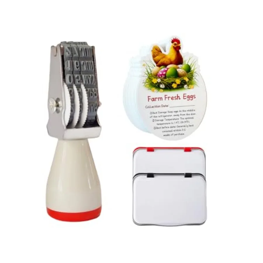Egg Dater Kit, Date Stamp, 2 Fade-Resistant Inks Red and Black,Stamper Pad, 50 Farm Fresh Eggs Instructions, for Chicken Duck T
Egg Dater Kit, Date Stamp, 2 Fade-Resistant Inks Red and Black,Stamper Pad, 50 Farm Fresh Eggs Instructions, for Chicken Duck T
