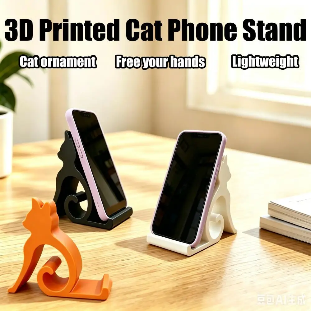 3D Printed Cute Cat Phone Stand, Creative Lovely Pet Shaped Desktop Ornament, Cat Figurine Phone Holder, 3 Colors Available
3D Printed Cute Cat Phone Stand, Creative Lovely Pet Shaped Desktop Ornament, Cat Figurine Phone Holder, 3 Colors Available