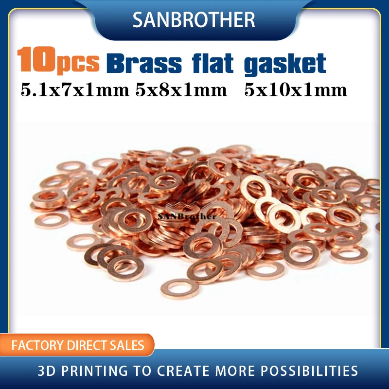 10pcs Brass Flat Gasket Spacer 5.1x7x1mm 5x8x1mm 5x10x1mm 3D printer Accessories Peilin wheel
10pcs Brass Flat Gasket Spacer 5.1x7x1mm 5x8x1mm 5x10x1mm 3D printer Accessories Peilin wheel