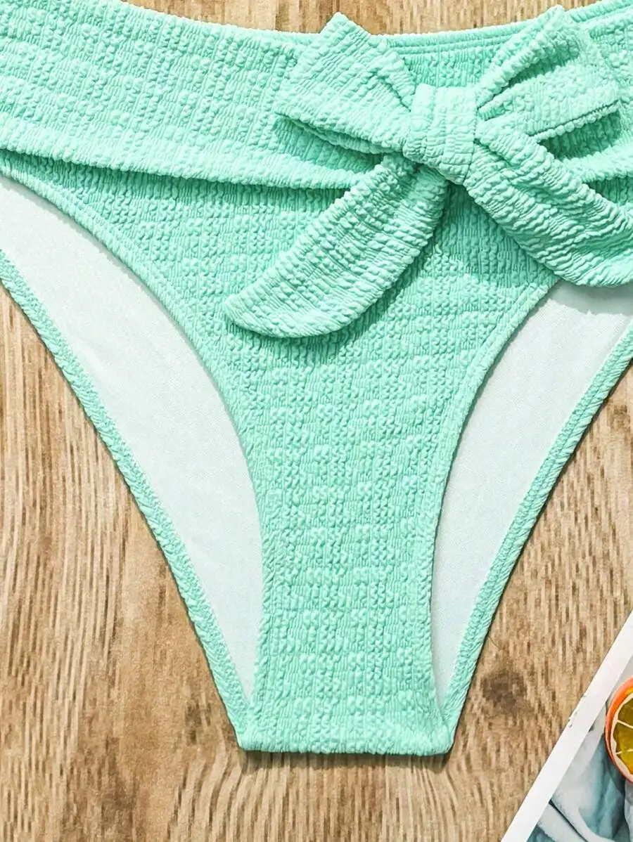 Women Solid Color Halter Neck Bikini Set With Bow Detail Two Piece Swimwear For Beach Summer
Women Solid Color Halter Neck Bikini Set With Bow Detail Two Piece Swimwear For Beach Summer