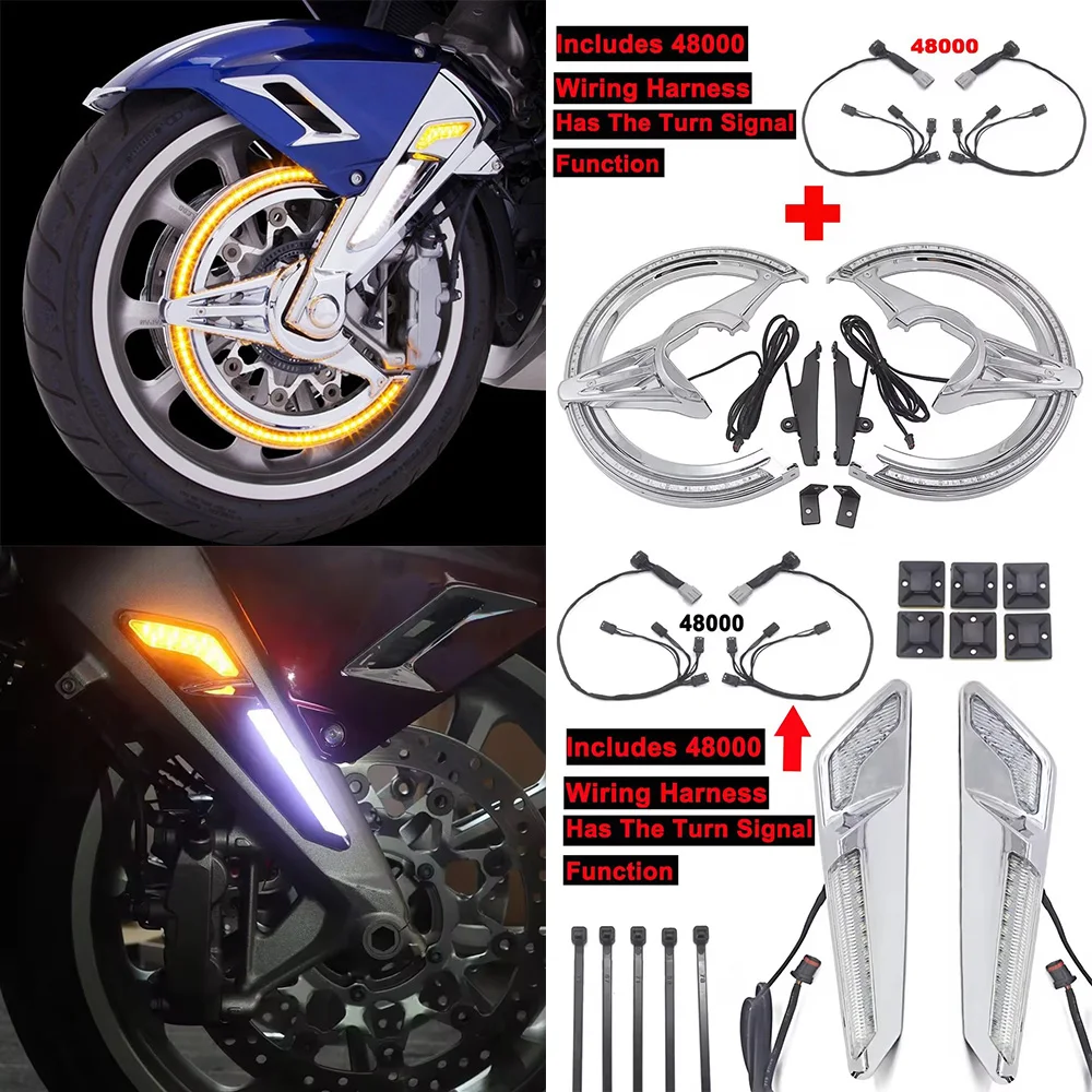 GL1800 Motorcycle LED Fork Mounted NAV Lights and Rotor Covers Black Or Chrome For Honda Goldwing GL 1800 F6B 2018-UP 2020 2021
GL1800 Motorcycle LED Fork Mounted NAV Lights and Rotor Covers Black Or Chrome For Honda Goldwing GL 1800 F6B 2018-UP 2020 2021