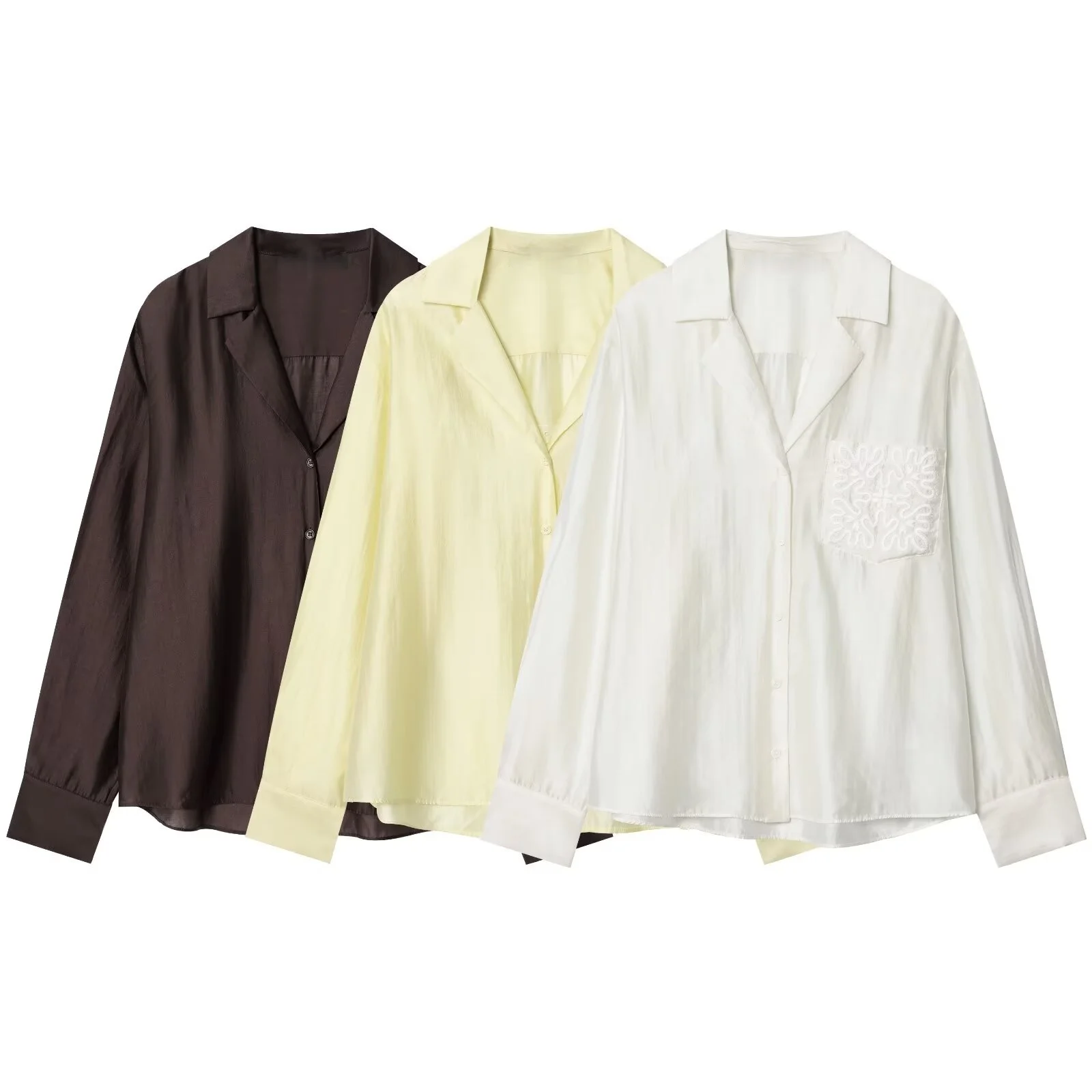 MYST&ZA2025 autumn new women's casual fashion versatile long-sleeved lapel embroidered pocket button-down shirt top
MYST&ZA2025 autumn new women's casual fashion versatile long-sleeved lapel embroidered pocket button-down shirt top