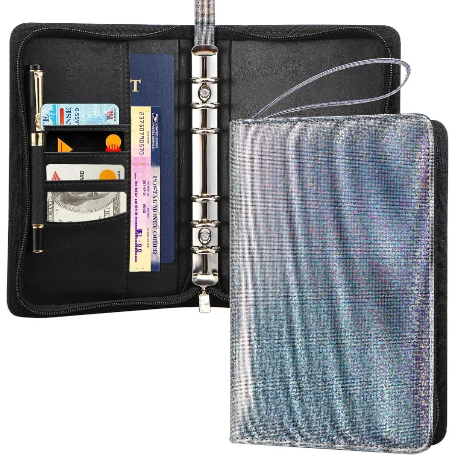 Бюджетная папка формата А6 с застежкой-молнией, 6-кольцевая многоразовая крышка-планировщик для системы денежного бюджета А6, органайзер из искусственной кожи Perso 
Бюджетная папка формата А6 с застежкой-молнией, 6-кольцевая многоразовая крышка-планировщик для системы денежного бюджета А6, органайзер из искусственной кожи Perso