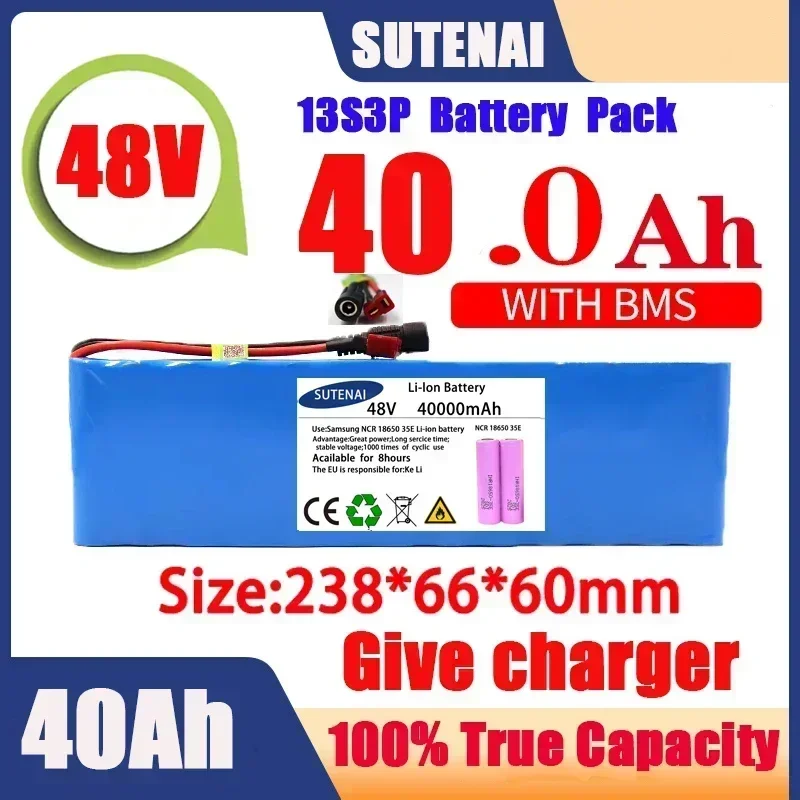 New 48V 120000mAh 1000w 13S3P 48V Lithium ion Battery Pack 120Ah For 54.6v E-bike Electric bicycle Scooter with BMS+charger
New 48V 120000mAh 1000w 13S3P 48V Lithium ion Battery Pack 120Ah For 54.6v E-bike Electric bicycle Scooter with BMS+charger