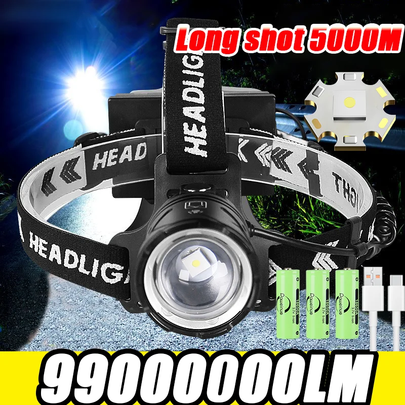 99000000LM Most Powerful Headlights Rechargeable Headlamp Waterproof Head Lantern Fishing Hunting Head Torch 18650 Head Light
99000000LM Most Powerful Headlights Rechargeable Headlamp Waterproof Head Lantern Fishing Hunting Head Torch 18650 Head Light
