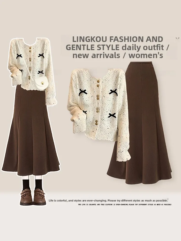 Fashionable Knitted Knit Set Women's Elegant Ageless High Waist Midi Skirt And Open Cardigan Two Piece Ensemble Spring Season
Fashionable Knitted Knit Set Women's Elegant Ageless High Waist Midi Skirt And Open Cardigan Two Piece Ensemble Spring Season