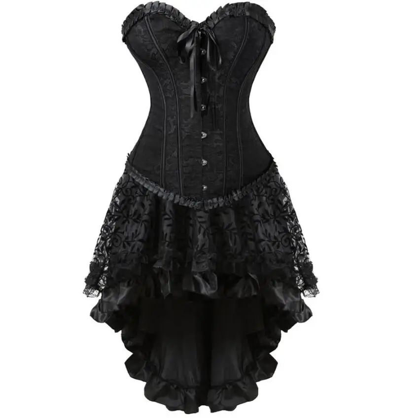 Burlesque Corset and Lace Ruffled Irregular Skirt Set Gothic Gowns Corsets Bustiers Party Plus Size Vintage Sexy Corset Dress
Burlesque Corset and Lace Ruffled Irregular Skirt Set Gothic Gowns Corsets Bustiers Party Plus Size Vintage Sexy Corset Dress