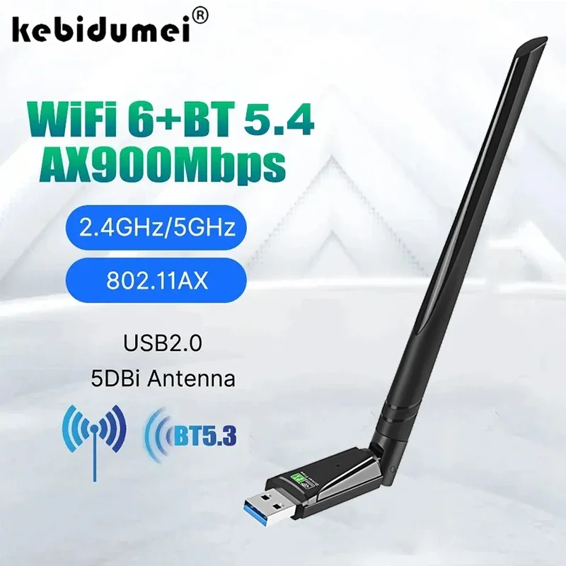 AX900 USB WiFi 6 Bluetooth 5.4 Адаптер 2в1 Dongle Двухдиапазонная антенна 2,4G и 5 ГГц USB Сетевой беспроводной Wlan-приемник для Win 10/11
AX900 USB WiFi 6 Bluetooth 5.4 Адаптер 2в1 Dongle Двухдиапазонная антенна 2,4G и 5 ГГц USB Сетевой беспроводной Wlan-приемник для Win 10/11