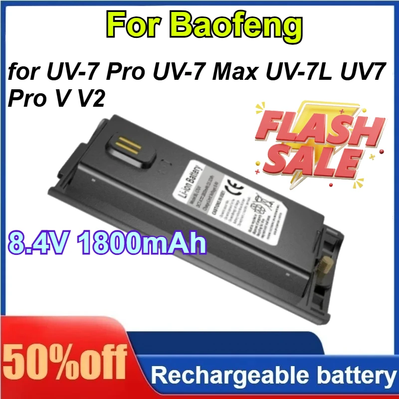For Baofeng 8.4V 1800mAh for UV-7 Pro UV-7 Max UV-7L UV7 Pro V V2 GPS Li-ion Battery Type-C Charging Walkie Talkie
For Baofeng 8.4V 1800mAh for UV-7 Pro UV-7 Max UV-7L UV7 Pro V V2 GPS Li-ion Battery Type-C Charging Walkie Talkie