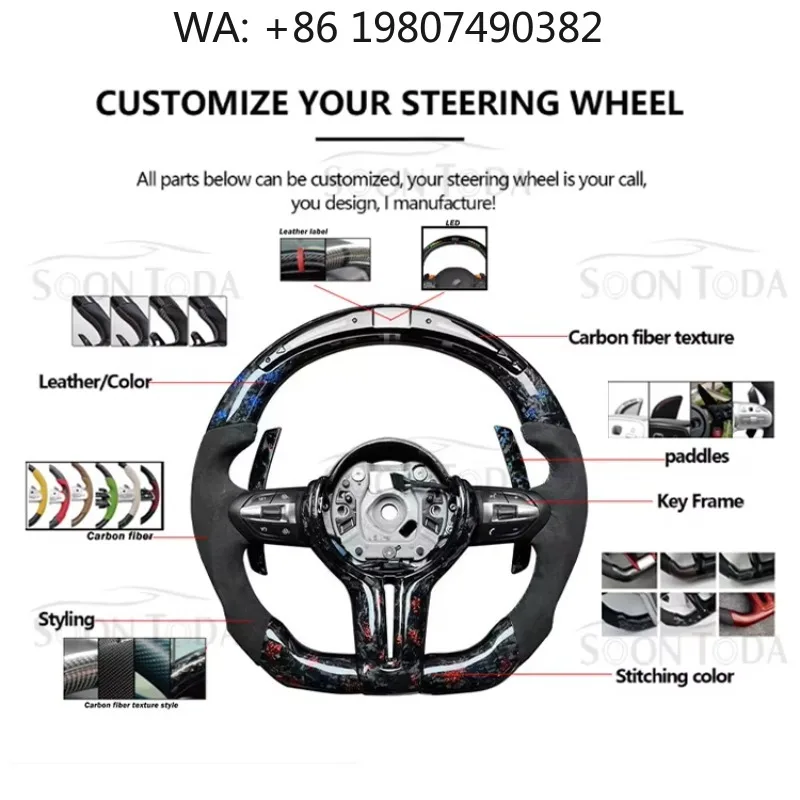 Sport Carbon Fiber Steering Wheel with Shift Paddles, Leather Wrapped, Premium Interior Upgrade Accessories
Sport Carbon Fiber Steering Wheel with Shift Paddles, Leather Wrapped, Premium Interior Upgrade Accessories
