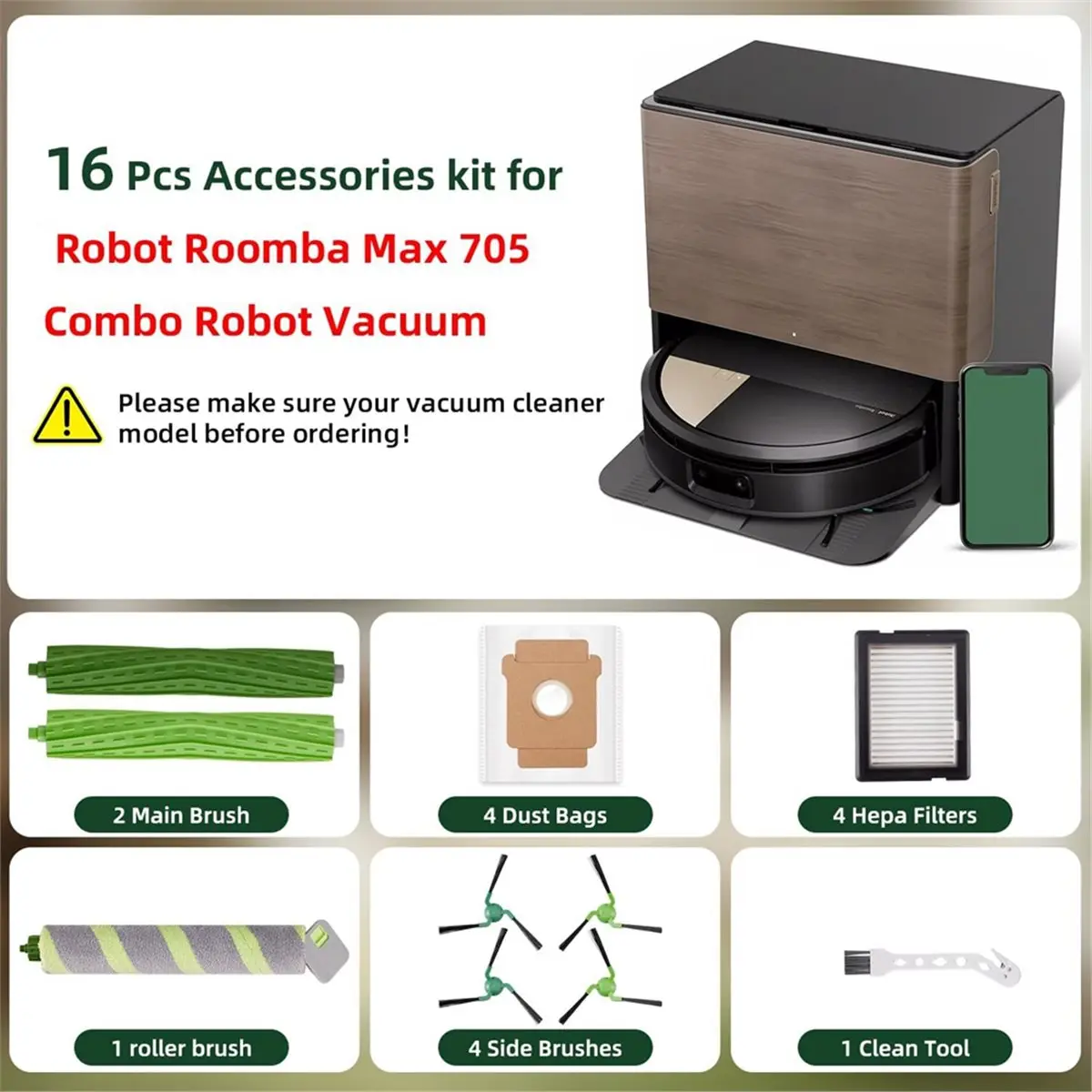 Quality Parts 16Pcs Accessories Kit for Max 705 Combo Vacuum Cleaner Parts Main Side Brush Dust Bags Filters Roller Mop
Quality Parts 16Pcs Accessories Kit for Max 705 Combo Vacuum Cleaner Parts Main Side Brush Dust Bags Filters Roller Mop