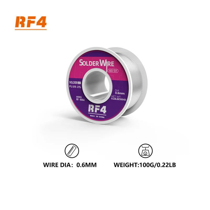 RF4 100g 106A 106D 108A Soldering Tin Wire Lead Free For Battery Metal Board Nickel Sheet Precision Soldering Rework
RF4 100g 106A 106D 108A Soldering Tin Wire Lead Free For Battery Metal Board Nickel Sheet Precision Soldering Rework