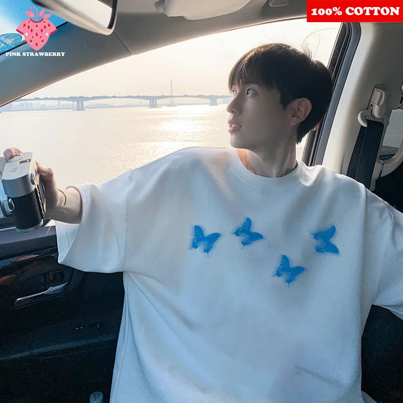 Fashion Blue Butterfly Print T-shirt Men's Summer 2025 New 100% Cotton Short sleeve Tee Loose Casual Y2k Top Youth Male clothing
Fashion Blue Butterfly Print T-shirt Men's Summer 2025 New 100% Cotton Short sleeve Tee Loose Casual Y2k Top Youth Male clothing