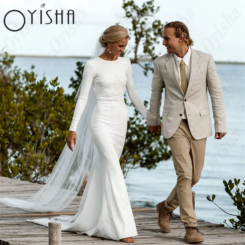 OYISHA O-Neck Mermaid Wedding Dresses Simple Full Sleeves Satin Bridal Gowns For Woman Sexy Backless Elegant Vestido De Mariages
OYISHA O-Neck Mermaid Wedding Dresses Simple Full Sleeves Satin Bridal Gowns For Woman Sexy Backless Elegant Vestido De Mariages