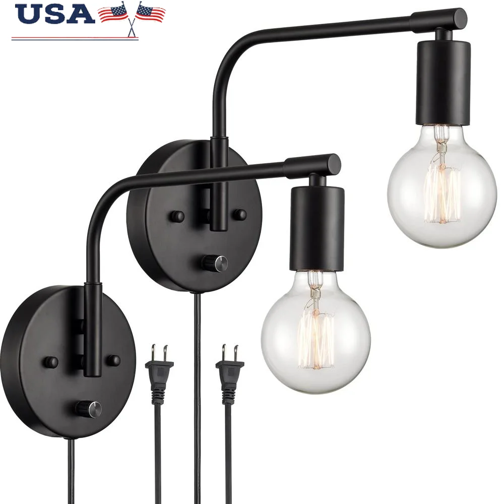 Современные настенные бра, 2 шт., черные лампы с поворотным кронштейном и выключателем, идеальное прикроватное освещение 
Современные настенные бра, 2 шт., черные лампы с поворотным кронштейном и выключателем, идеальное прикроватное освещение