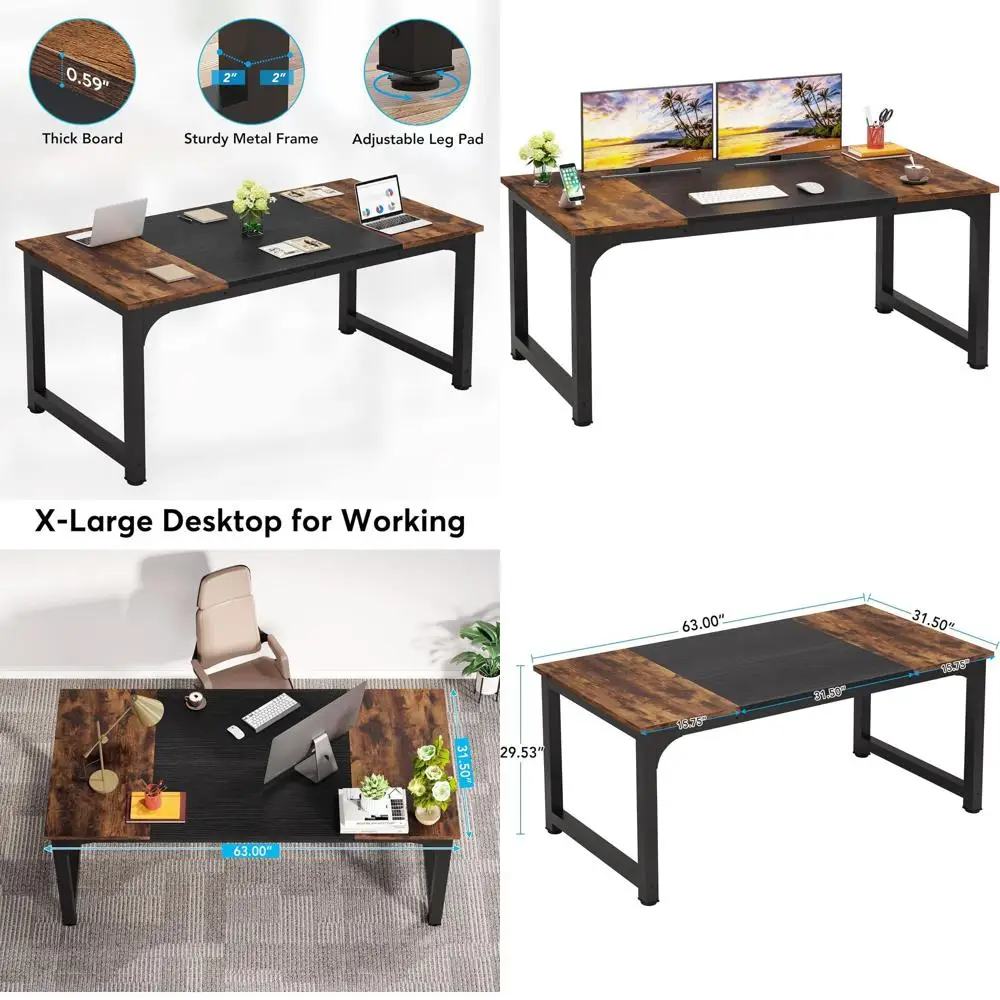 Большой компьютерный офисный стол для руководителя, 63 дюйма, коричневый+черный
Большой компьютерный офисный стол для руководителя, 63 дюйма, коричневый+черный