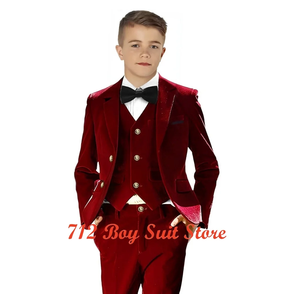 Velvet Boys Jacket Pants Vest 3 Piece Fashion Wedding Kids Tuxedo Formal Party Kids Blazer Set Clothes
Velvet Boys Jacket Pants Vest 3 Piece Fashion Wedding Kids Tuxedo Formal Party Kids Blazer Set Clothes