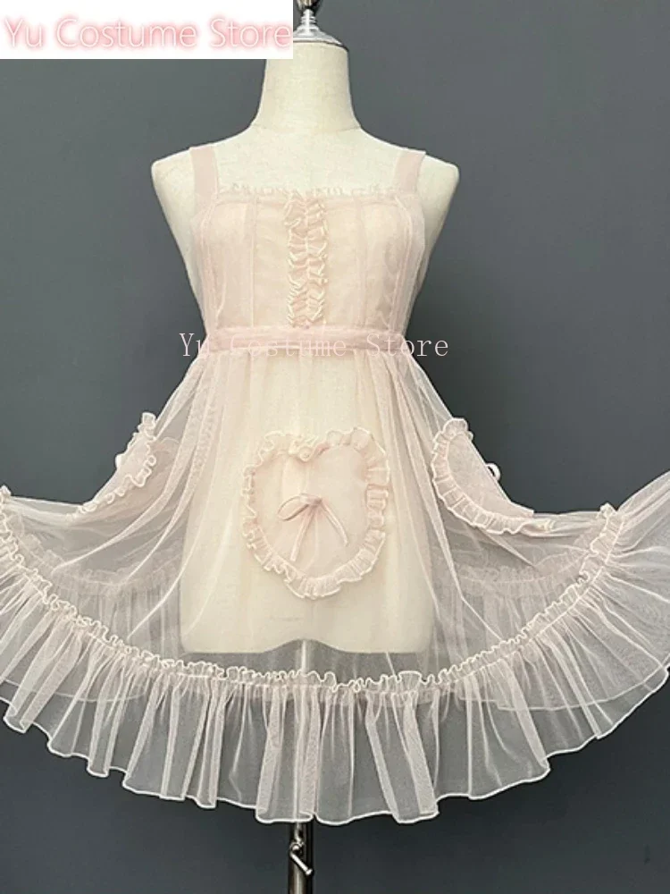 Sweet Lolita Apron Sheer Cover up Dress w. Heart Shaped Pockets sweet dress female ruffled strap sleeveless Yu Costume
Sweet Lolita Apron Sheer Cover up Dress w. Heart Shaped Pockets sweet dress female ruffled strap sleeveless Yu Costume