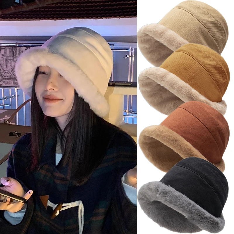 Winter Fur Hat Women Warm Snow Plush Cap Female Faux Fur Bomber Hat Lady Windproof Bucket Hats for Women Russian Hat Ushanka 
Winter Fur Hat Women Warm Snow Plush Cap Female Faux Fur Bomber Hat Lady Windproof Bucket Hats for Women Russian Hat Ushanka