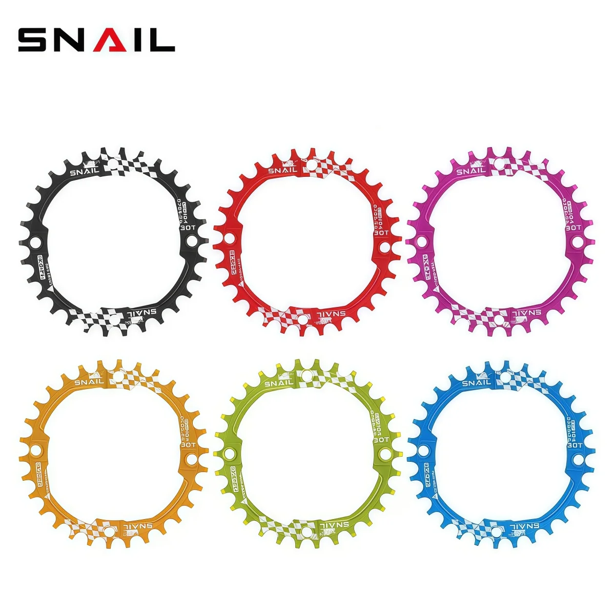 SNAIL Aluminum 7075 CNC Bike Chainwheel Narrow Wide 104BCD 30T Chainring For MTB ( Black / Red / Blue / Green / Gold / Purple )
SNAIL Aluminum 7075 CNC Bike Chainwheel Narrow Wide 104BCD 30T Chainring For MTB ( Black / Red / Blue / Green / Gold / Purple )