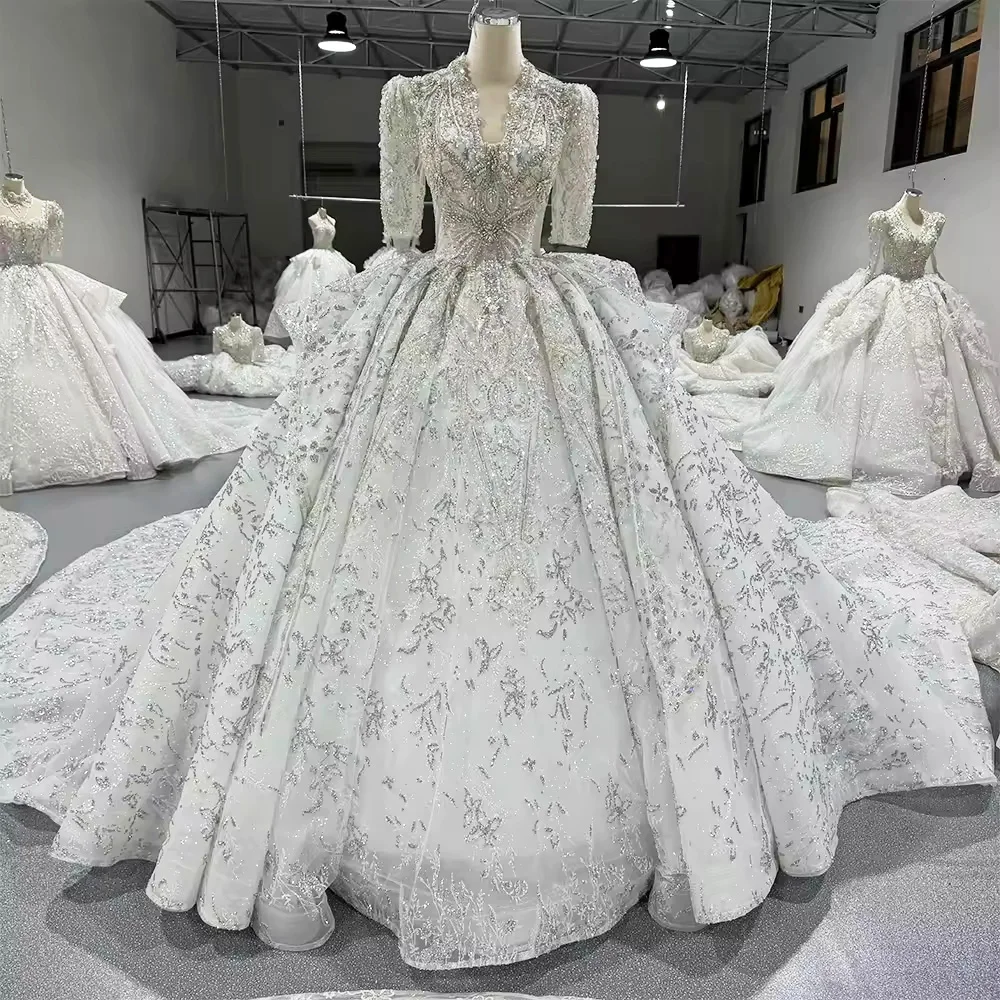 2025 Wedding Dress Half Sleeves Scalloped Beading Crystal Ball Gown Keyhole Back Lace Long Bridal Dress vestido de novia
2025 Wedding Dress Half Sleeves Scalloped Beading Crystal Ball Gown Keyhole Back Lace Long Bridal Dress vestido de novia