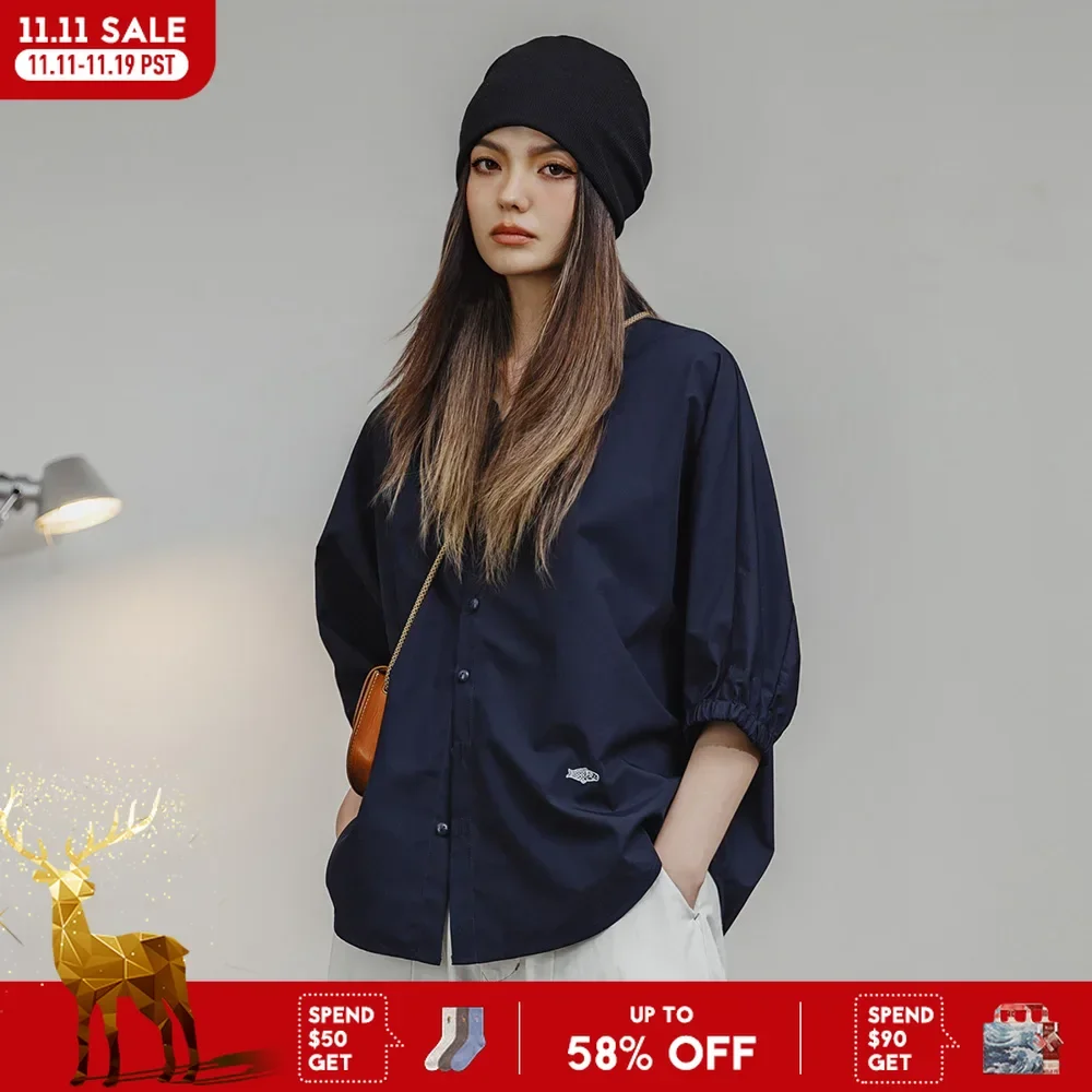 Maden 3/4-sleeved Shirt for Women Loose Blouse Batwing Sleeve Casual Breathable Stand Collar Tops Spring and Summer Blue Shirt
Maden 3/4-sleeved Shirt for Women Loose Blouse Batwing Sleeve Casual Breathable Stand Collar Tops Spring and Summer Blue Shirt