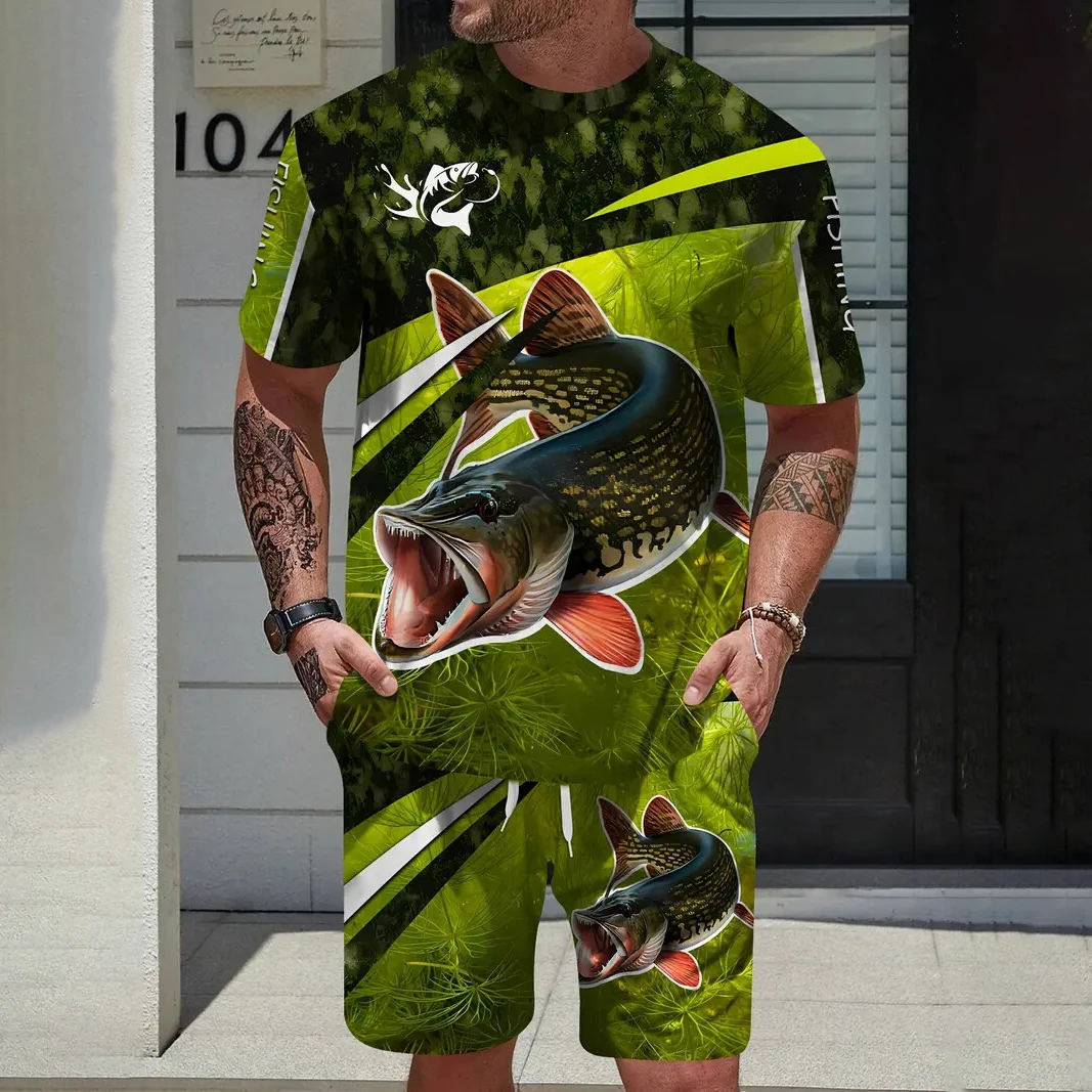 Outdoor Men's Tee Sets Fishing Print Summer Casual Short Sleeve Pullover T-shirts Drawstring Pants Set Male Overszied Clothing
Outdoor Men's Tee Sets Fishing Print Summer Casual Short Sleeve Pullover T-shirts Drawstring Pants Set Male Overszied Clothing