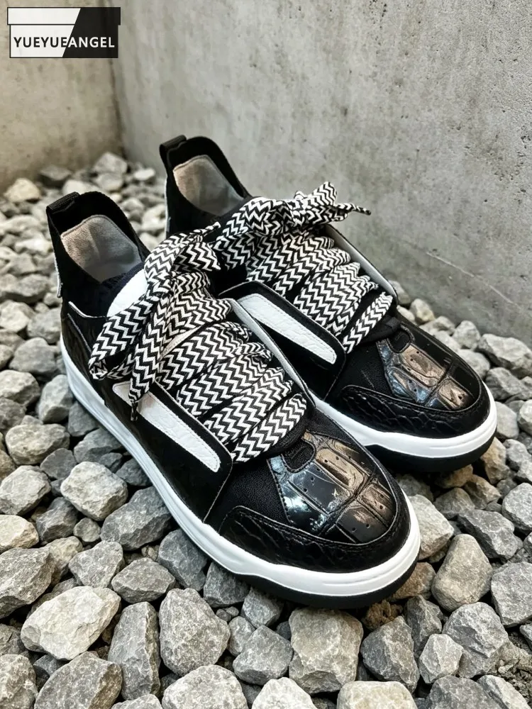 Fashion New Mens Crocodile Leather Genuine Leather Patchwork Shoes Male Platform Non Slip Footwear Comfortable Casual Sneakers
Fashion New Mens Crocodile Leather Genuine Leather Patchwork Shoes Male Platform Non Slip Footwear Comfortable Casual Sneakers