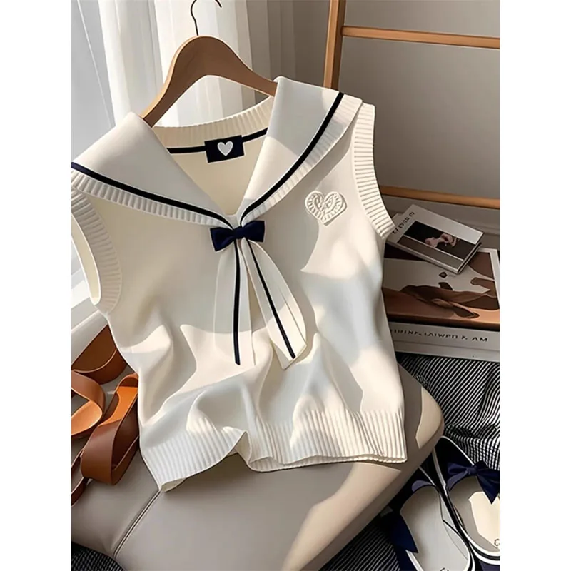 Korean Navy Bow Short Pullover Vest Ladies Fashion Wild New Spring And Summer Knitted Waistcoat Ladies
Korean Navy Bow Short Pullover Vest Ladies Fashion Wild New Spring And Summer Knitted Waistcoat Ladies